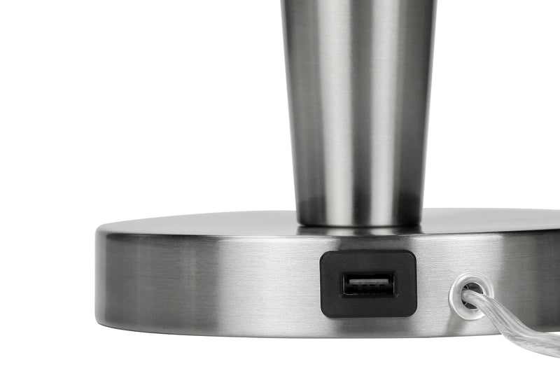 Ensemble 2 lampes de table de 24 po en métal nickel avec recharge USB