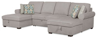  Sofa-lit sectionnel Haven de Scott Living 3 pièces en tissu de chenille avec 2 fauteuils longs de rangement - gris