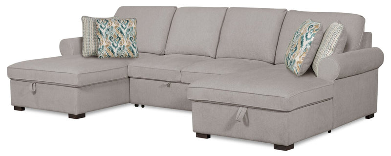 Sofa-lit sectionnel Haven de Scott Living 3 pièces en tissu de chenille avec 2 fauteuils longs de rangement - gris