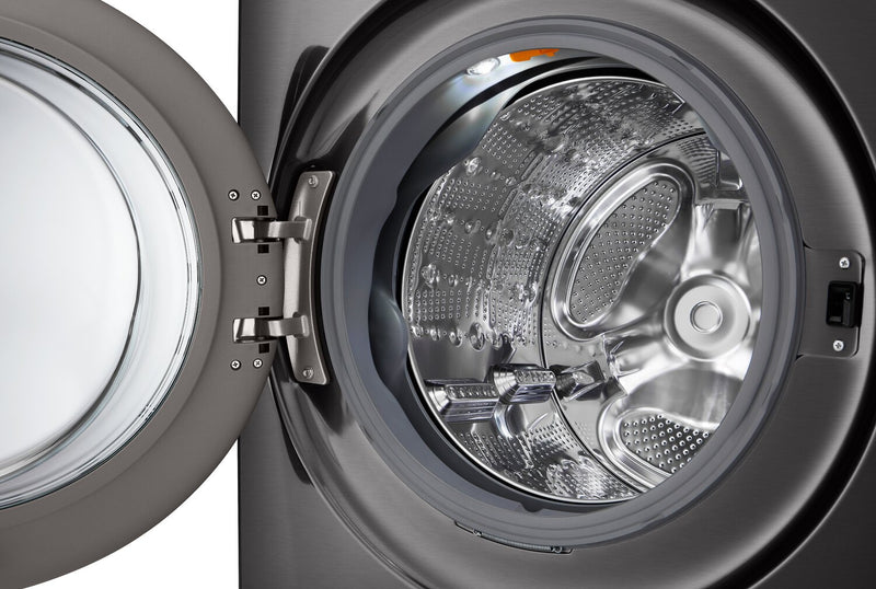 Laveuse-sécheuse tout-en-un à la vapeur intelligente haute efficacité LG de 5,7 pi³ à chargement frontal - acier noir - WM6998HBA