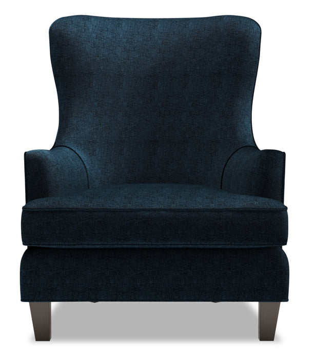 Fauteuil d’appoint à oreilles Sofa Lab personnalisable de 32 po fabriqué au Canada en tissu de chenille - bleu Luxury Indigo