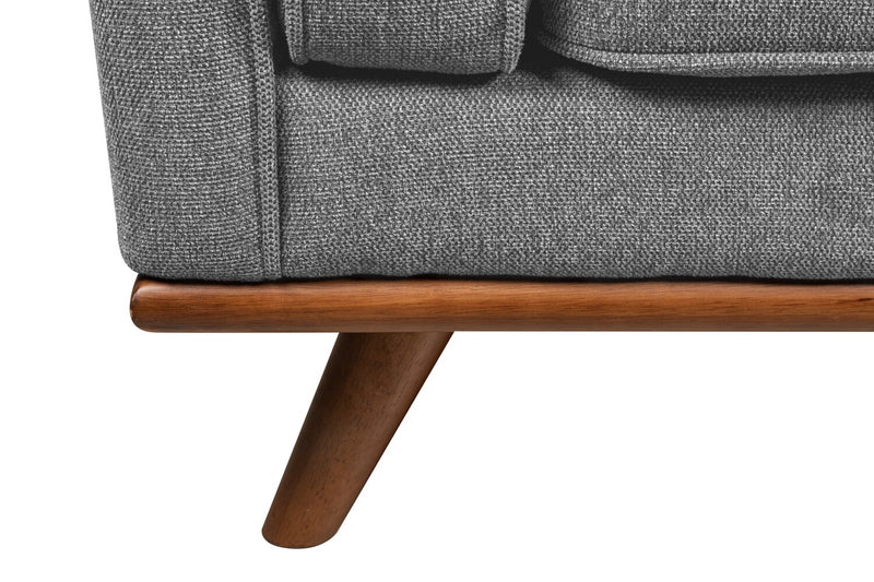 Causeuse Kassia de Kort & Co. de 65,4 po en tissu d’apparence lin avec base et pattes en bois - grise