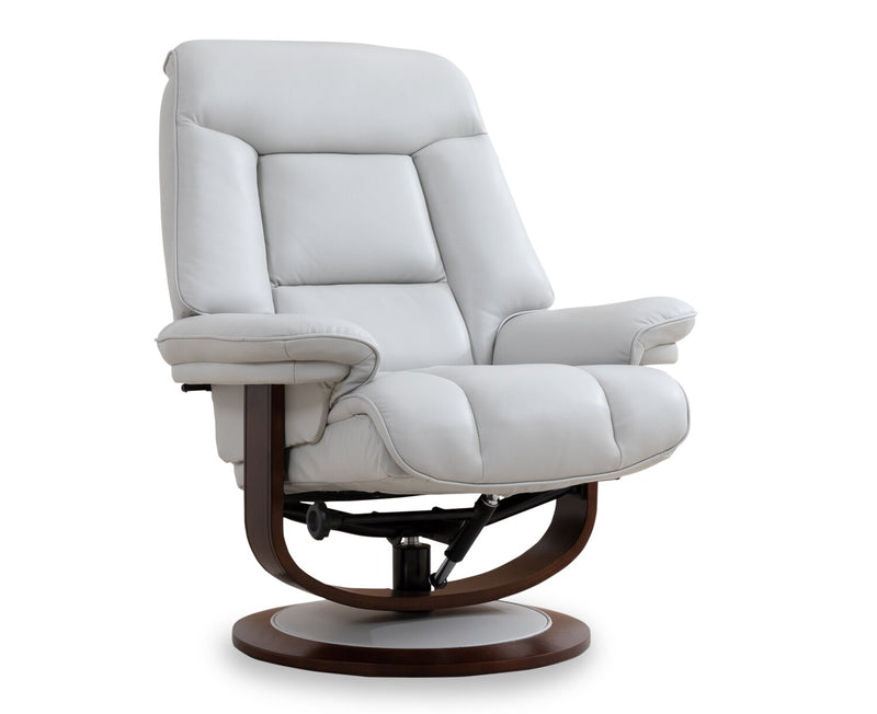 Fauteuil inclinable Maven antistress de 34,5 po en cuir véritable gris avec repose-pieds et base en bois et métal - gris