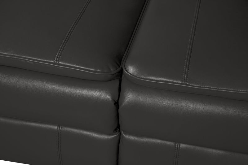 Sofa à inclinaison électrique Chandler de 82 po en tissu d’apparence cuir avec ports USB - gris