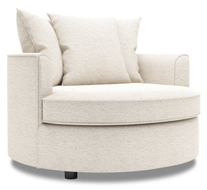 Fauteuil d’appoint enveloppant Sofa Lab personnalisable de 48 po fabriqué au Canada en tissu de chenille - beige Luxury Sand