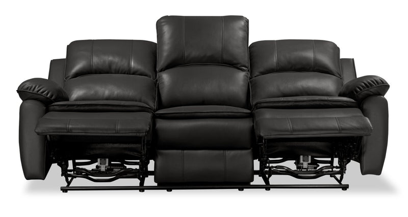 Sofa à inclinaison électrique Chandler de 82 po en tissu d’apparence cuir avec ports USB - gris