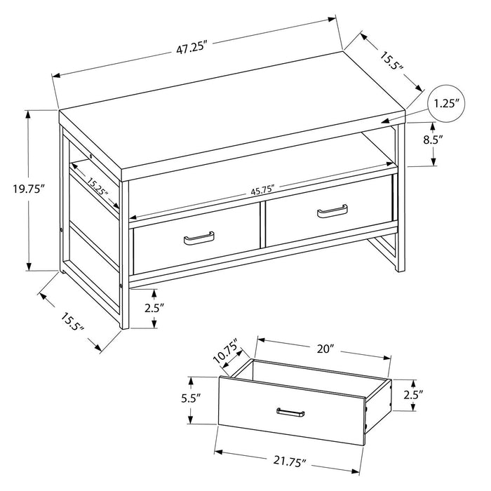 Meuble pour téléviseur moderne Corban de 48 po avec rangement et système de gestion des câbles pour téléviseurs jusqu’à 55 po - noir