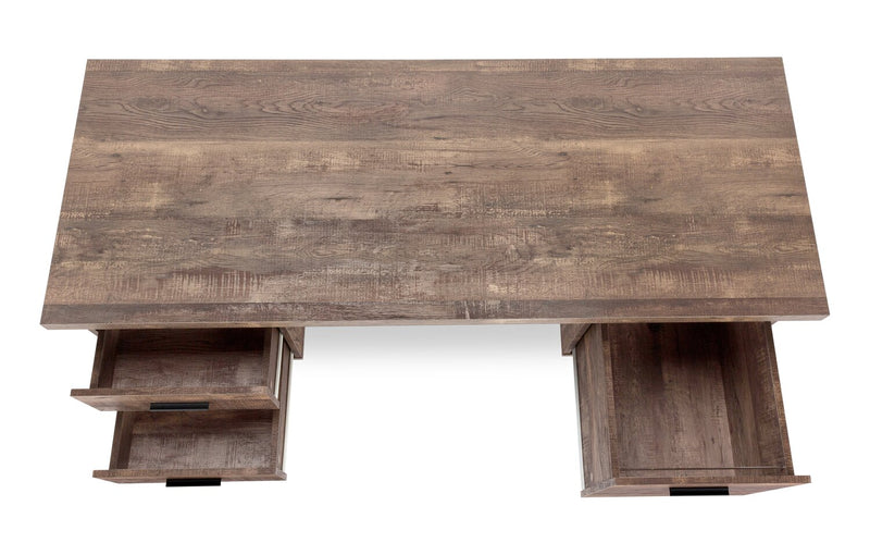 Bureau réversible Teagan de 60 po à 3 tiroirs - brun