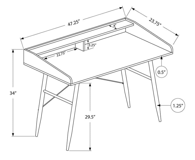 Bureau Jeremy de 47,25 po avec petite crédence - naturel