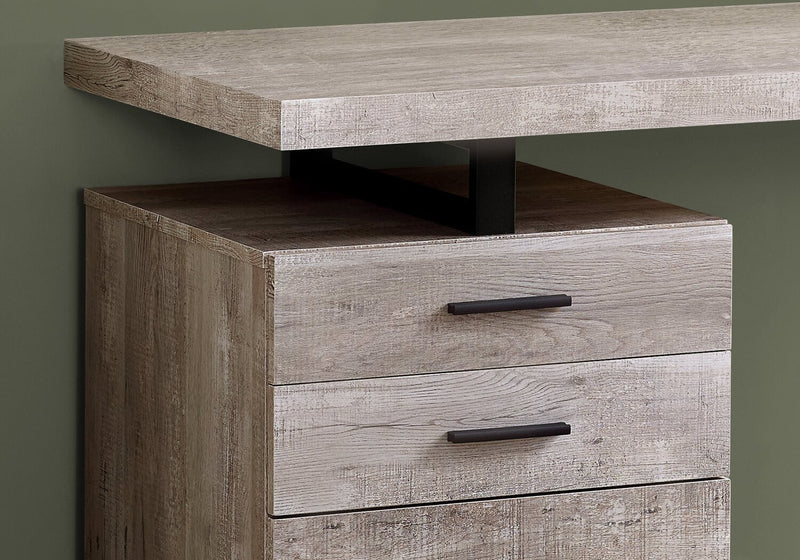 Bureau réversible Clayton de 47,25 po à 3 tiroirs - taupe clair