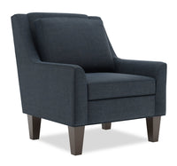  Fauteuil d’appoint club Sofa Lab de 29 po fabriqué au Canada en tissu d’apparence lin avec pattes en bois - bleu Luna Sailor 