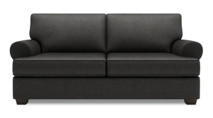 Sofa personnalisable Roll de Sofa Lab de 76 po de format condo fabriqué au Canada en tissu d’apparence lin avec accoudoirs enroulés - gris Luna Kohl