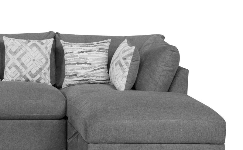 Sofa sectionnel modulaire Evolve de Scott Living 6 pièces en tissu d’apparence lin avec coussins en duvet et plumes - gris anthracite