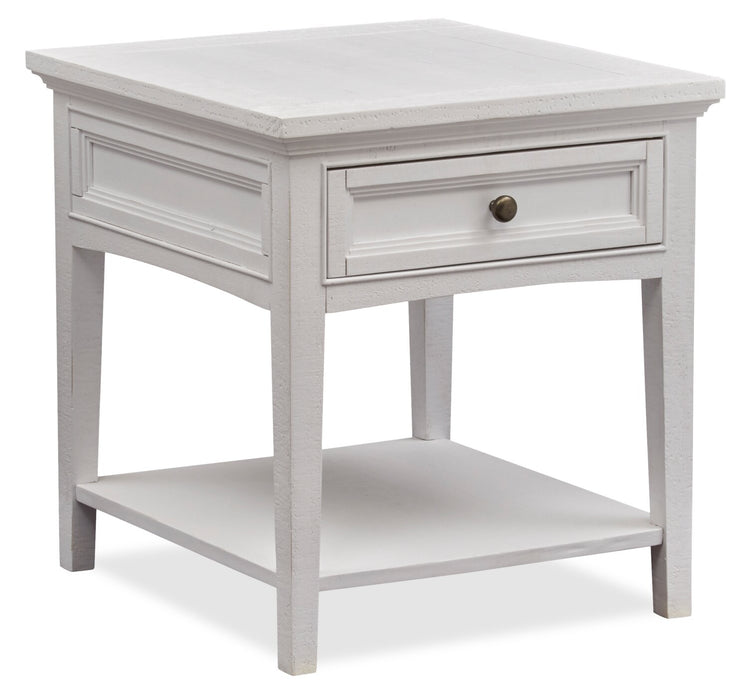 Table de bout traditionnelle Heron Cove de 20 po avec rangement et tablette - pin blanc