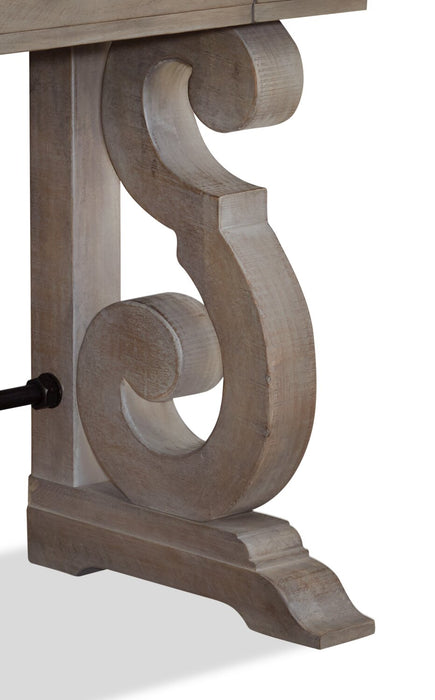 Table de salon traditionnelle Tinley Park de 50 po avec rangement - pin gris-brun avec base à volutes