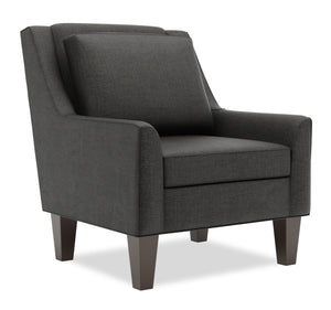 Fauteuil d’appoint club Sofa Lab personnalisable de 29 po fabriqué au Canada en tissu d’apparence lin avec pattes en bois - gris Luna Kohl