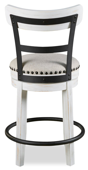 Tabouret Otis de hauteur comptoir en tissu de cuir végétalien et en métal avec siège pivotant - blanc