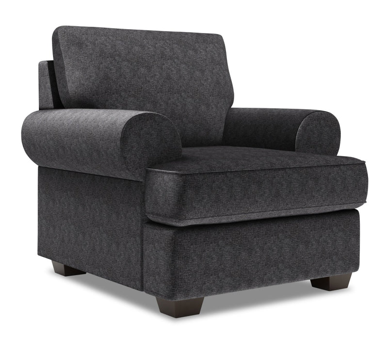 Fauteuil Roll de Sofa Lab personnalisable de 42 po fabriqué au Canada en tissu de chenille avec accoudoirs enroulés - gris Luxury Charcoal