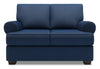 Causeuse personnalisable Roll de Sofa Lab de 64 po fabriquée au Canada en tissu d’apparence lin avec accoudoirs enroulés - bleu Pax Navy