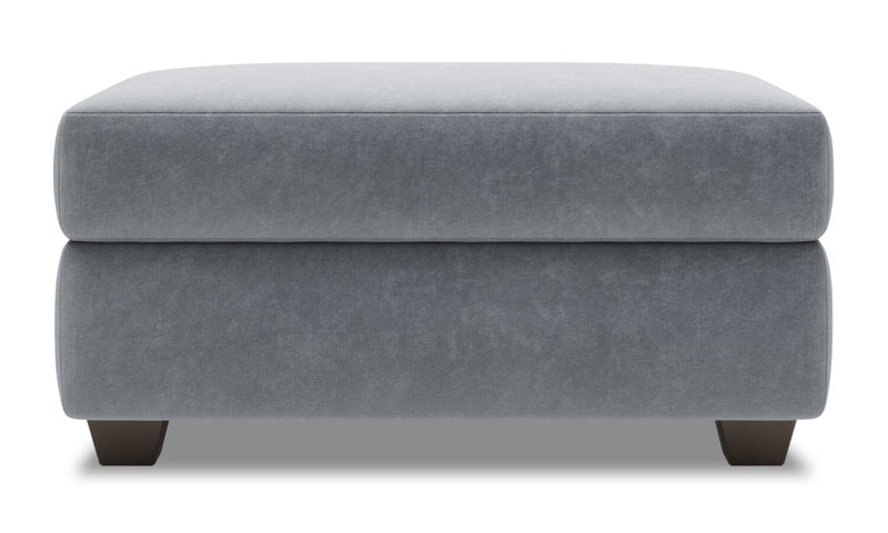 Pouf de rangement personnalisable The Trunk de Sofa Lab de 39 po fabriqué au Canada en tissu de velours - gris