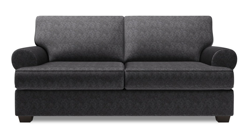 Sofa personnalisable Roll de Sofa Lab de 76 po de format condo fabriqué au Canada en tissu de chenille avec accoudoirs enroulés - gris Luxury Charcoal