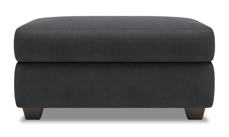 Pouf de rangement personnalisable The Trunk de Sofa Lab de 39 po fabriqué au Canada en tissu d’apparence lin - gris Pax Pepper