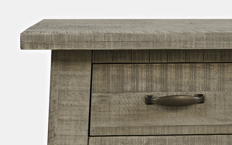 Table à café rustique Colson de 50 po avec rangement, tablette et roulettes - bois de grève 