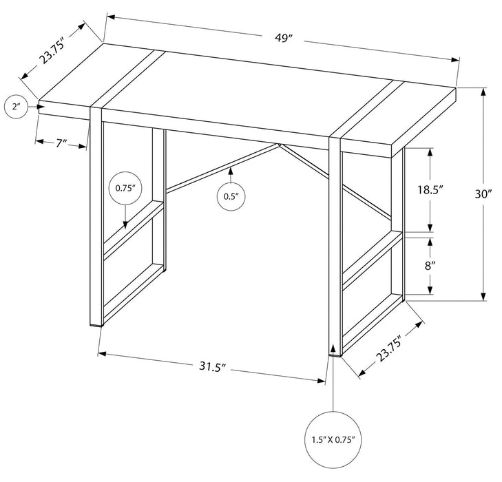 Bureau Avery de 49 po - noyer