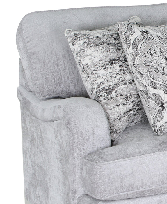 Sofa Bellmont de 89 po fabriqué au Canada en tissu de chenille avec coussins réversibles et pattes en bois - gris platine