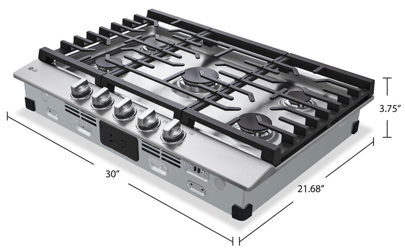 Surface de cuisson à gaz LG de 30 po à 5 éléments - acier inoxydable Smudge-ProofMD - CBGJ3023S