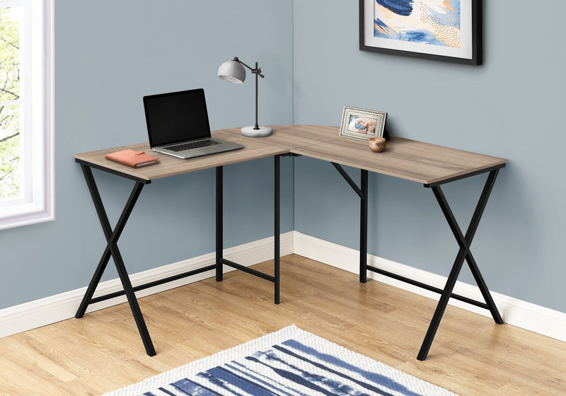 Bureau en coin en forme de L Lidia de 55,25 po - taupe 