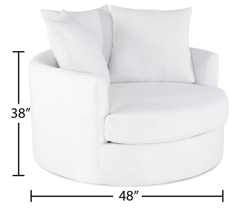 Fauteuil d’appoint Cuddler Grande de 48 po fabriqué au Canada en tissu de chenille - blanc Plush Heaven