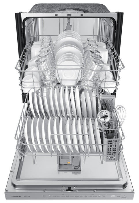 Lave-vaisselle encastré Samsung à 48 dBA de 24 po avec commandes sur le dessus, technologie de lavage ultrapuissant Storm WashMD et mise en marche différée - DW80CG5420SRAA