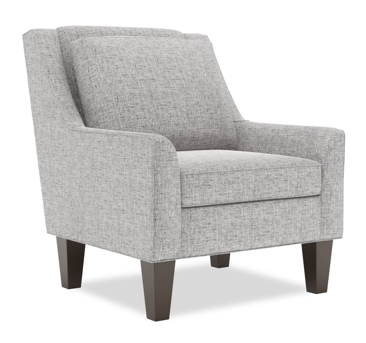Fauteuil d’appoint club Sofa Lab personnalisable de 29 po fabriqué au Canada en tissu d’apparence lin avec pattes en bois - gris Luna Domino
