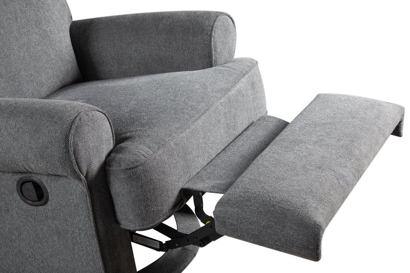 Fauteuil pivotant, coulissant et inclinable Bevin de 34,4 po en tissu de chenille gris