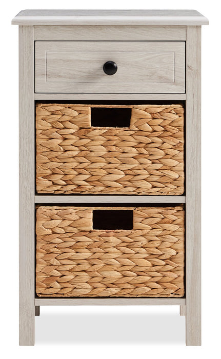 Table de fauteuil Jon de 15,5 po avec 2 paniers et tiroir - chêne blanc