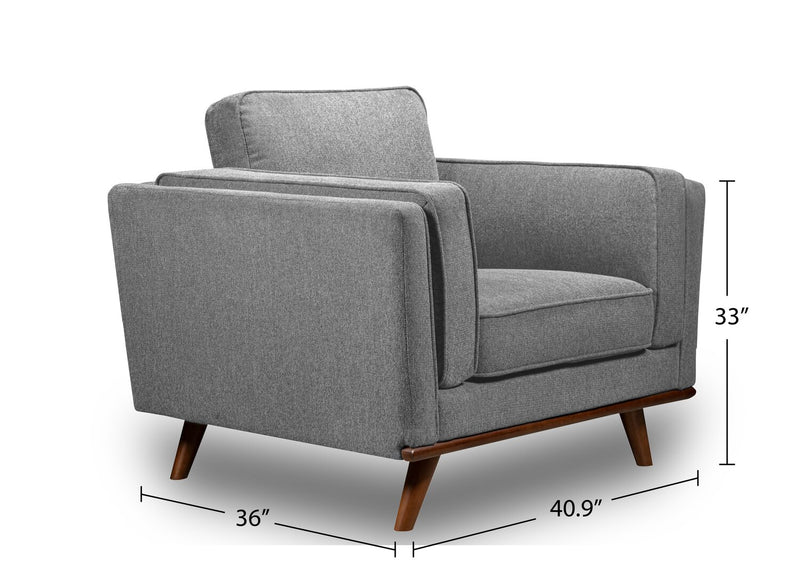 Fauteuil Kassia de Kort & Co. de 40,9 po en tissu d’apparence lin avec base et pattes en bois - gris