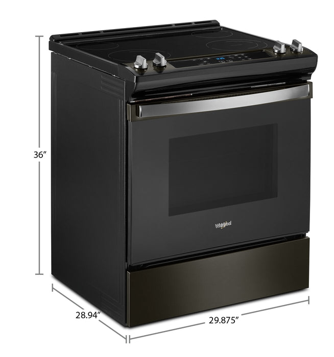 Cuisinière électrique Whirlpool de 4,8 pi³ avec autonettoyage - acier inoxydable noir - YWEE515S0LV