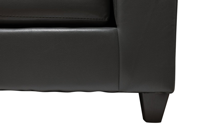 Sofa sectionnel de gauche Addison 2 pièces fabriqué au Canada en tissu d’apparence cuir avec coussins de siège amovibles - gris