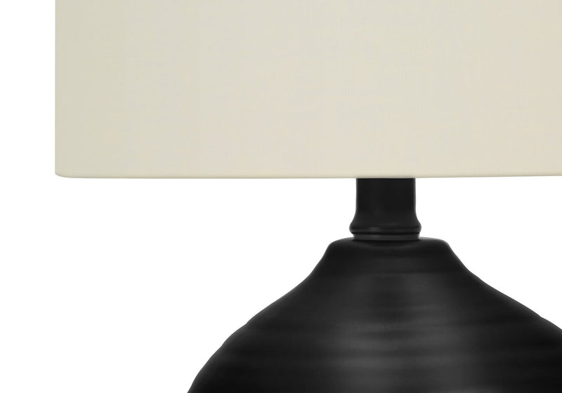 Lampe de table de 17 po en céramique noire avec abat-jour cylindrique lin