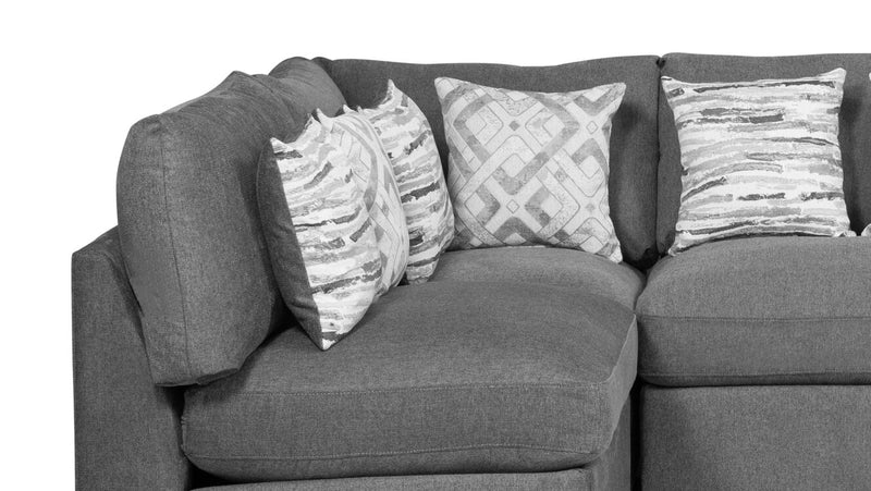 Sofa sectionnel modulaire Evolve de Scott Living 4 pièces en tissu d’apparence lin avec coussins en duvet et plumes - gris anthracite