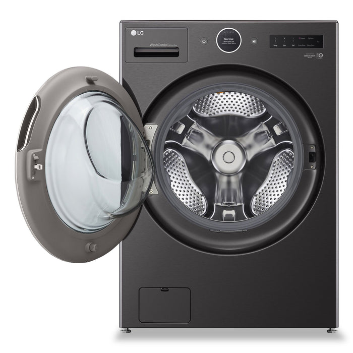 Laveuse-sécheuse tout-en-un à la vapeur intelligente haute efficacité LG de 5,7 pi³ à chargement frontal - acier noir - WM6998HBA