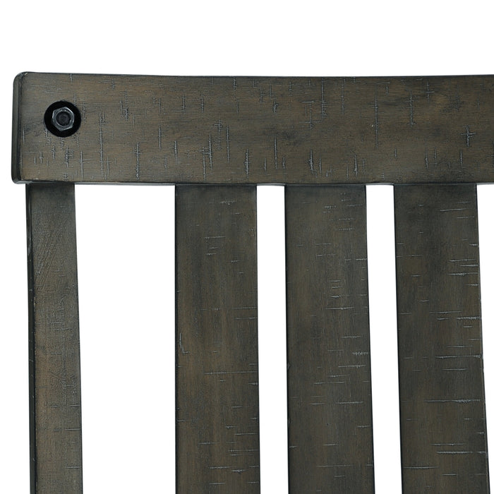 Ensemble de salle à manger Alto 6 pièces avec table, banc, rallonge de 65 po à 83 po (L), base à tréteaux et 4 chaises - gris