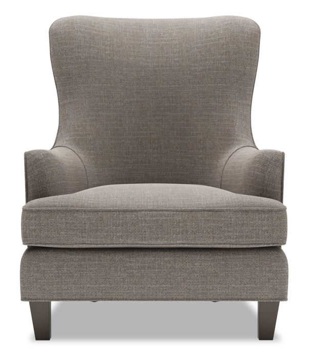 Fauteuil d’appoint à oreilles Sofa Lab personnalisable de 32 po fabriqué au Canada en tissu d’apparence lin - gris Luna Smoke