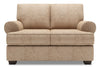 Causeuse personnalisable Roll de Sofa Lab de 64 po fabriquée au Canada en tissu d’apparence lin avec accoudoirs enroulés - taupe Luxury Taupe