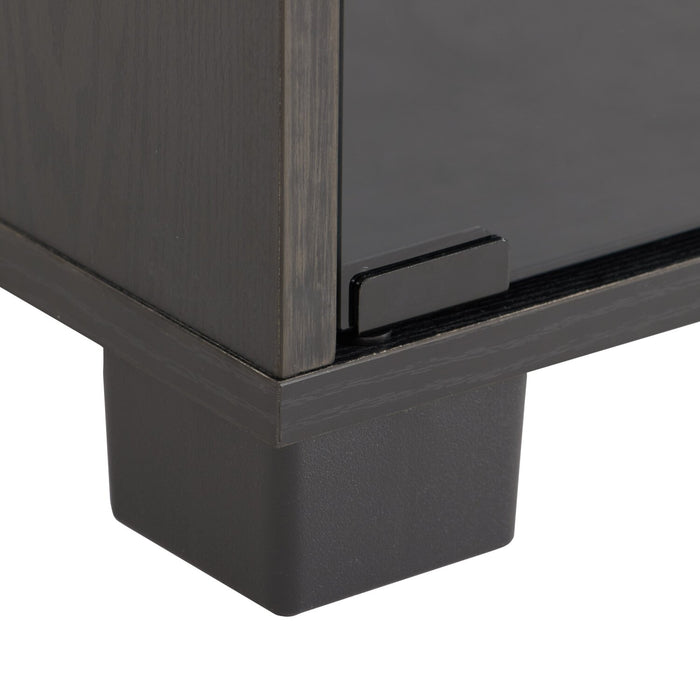 Meuble pour téléviseur moderne Augustus de 84 po avec rangement et système de gestion des câbles pour téléviseurs jusqu’à 90 po - noir