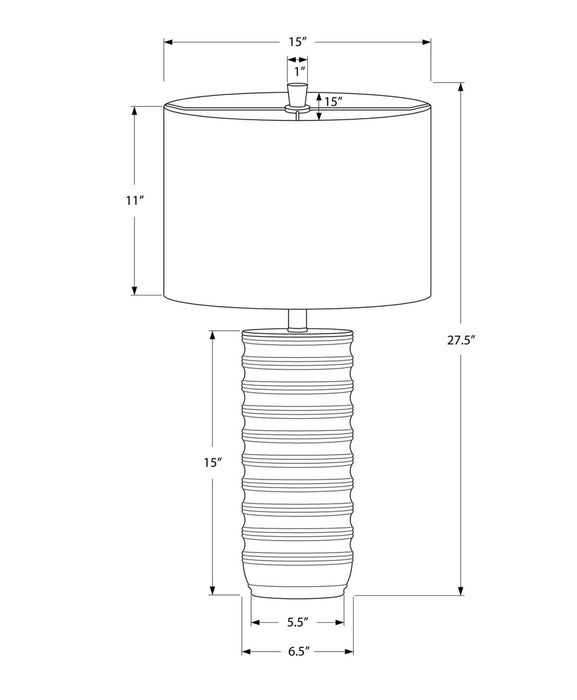 Lampe de table de 28 po en résine texturée crème avec abat-jour ivoire
