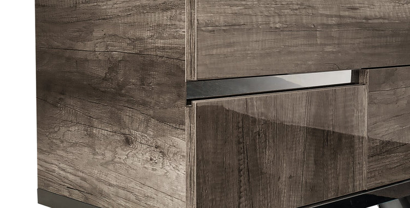 Table de nuit Gino à 2 tiroirs - fabriquée en Italie, 24,8 po (L) x 23,2 po (H), moderne - brune