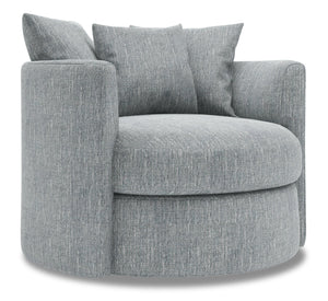 Fauteuil d’appoint pivotant Nest de Sofa Lab personnalisable de 41 po fabriqué au Canada en tissu d’apparence lin -  gris Luna Pewter
