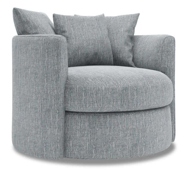 Fauteuil d’appoint pivotant Nest de Sofa Lab personnalisable de 41 po fabriqué au Canada en tissu d’apparence lin -  gris Luna Pewter